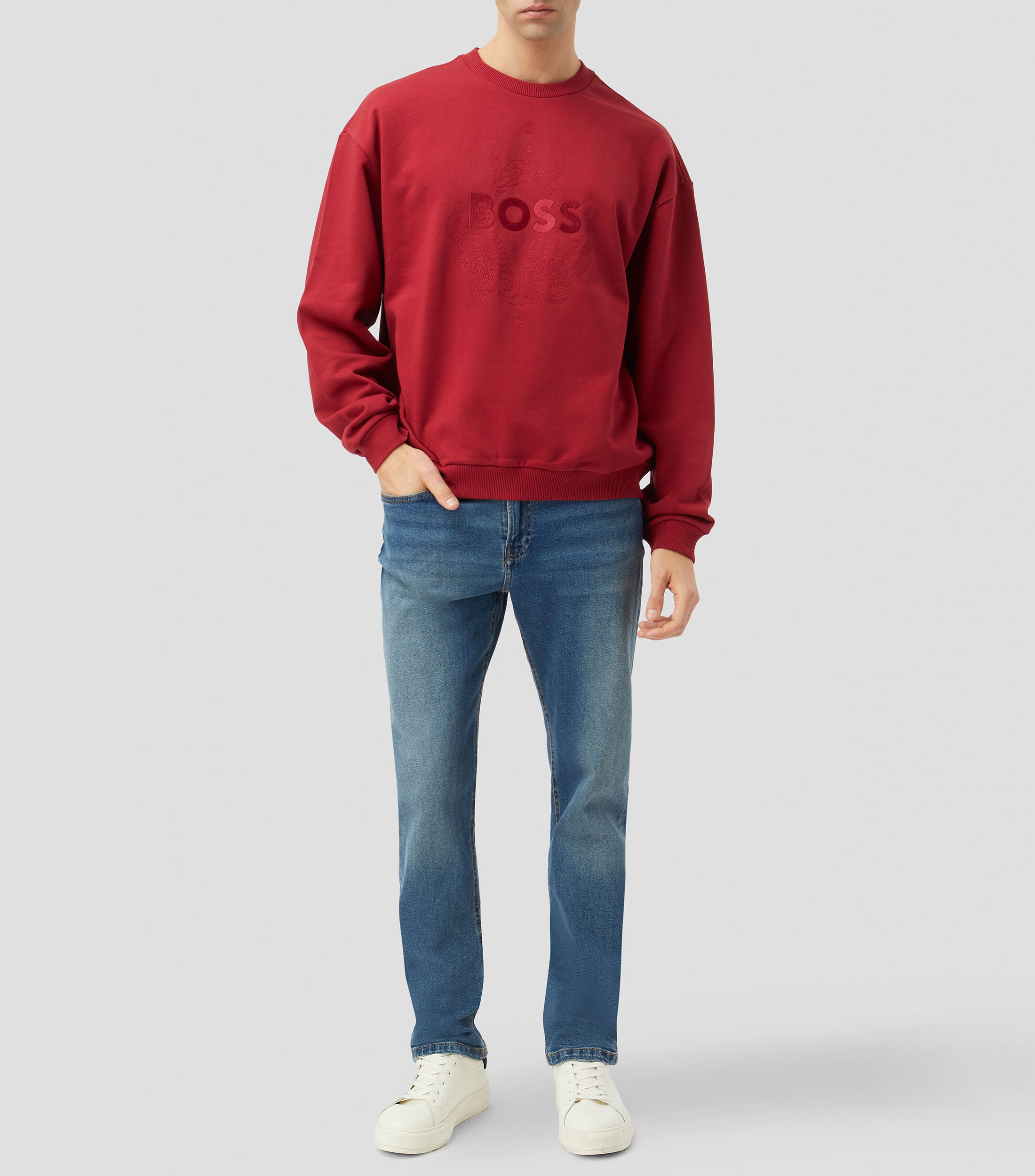 Sudadera oversized en felpa de algodón con logo de diseño Hombre